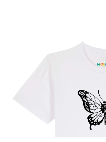 wat? Apparel T-Shirt Schmetterling in Weiß