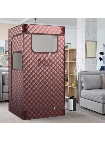 COSTWAY Dampfsauna Heimsauna für Zuhause in Braun