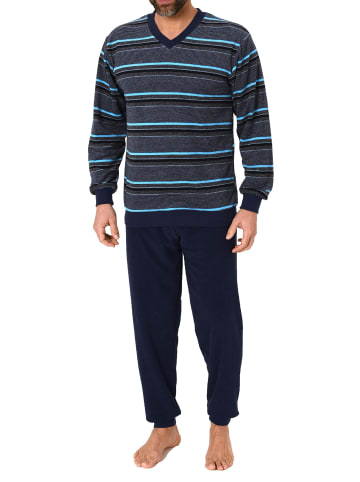 NORMANN Schlafanzug Bündchen Frottee - 81394 in blau