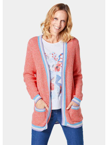 GOLDNER Strickjacke in raffinierter Struktur in papaya / gemustert