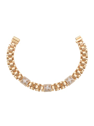 faina Women Crystal-Studded Box Chain Bracelet in Rose Gold White