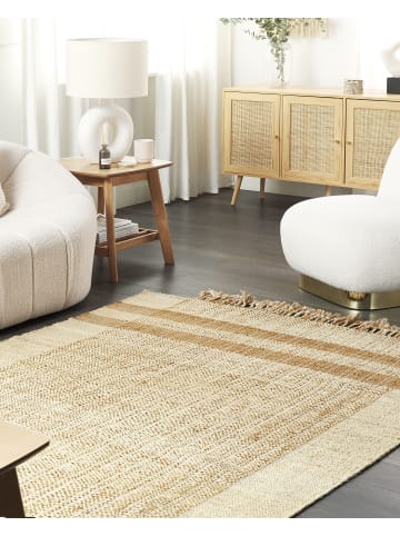 Beliani Geflochtener Teppich ORTAOBA in Beige - (W) 160 x (H) 1.5 x (L) 230 cm
