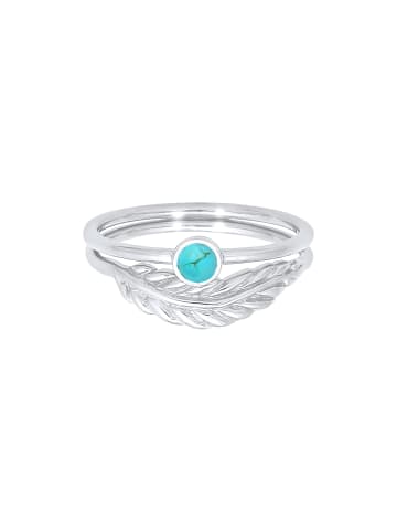 Elli Ring 925 Sterling Silber Feder, Boho, Ring Set in Silber