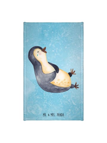 Mr. & Mrs. Panda Handtuch Pinguin Lachen ohne Spruch in Eisblau