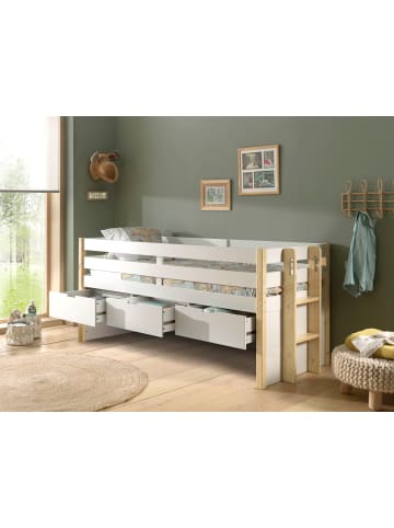 58 aufm Kessel KOJENBETT Karissa 219x100x98 aus Massivholz+MDF in Weiß/natur