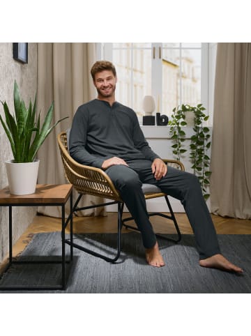 REDBEST Single-Jersey Langarmshirt in anthrazit meliert