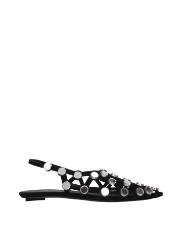 Schwarz Leder Ballerina Flache Schuhe