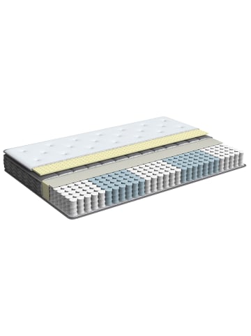 Beliani Matratze JOY in Weiß/Grau - (W) 140 x (H) 25 x (L) 200 cmH2/3 Mittel