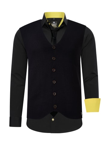 Rusty Neal Hemd mit Weste und Krawatte 3er Set in Schwarz / Gelb