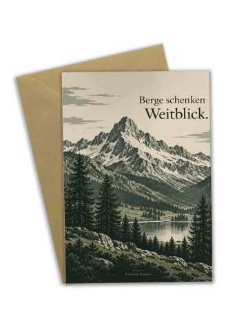 Grußkarte Alpspitze zeitlos Design mit Spruch in Weiß
