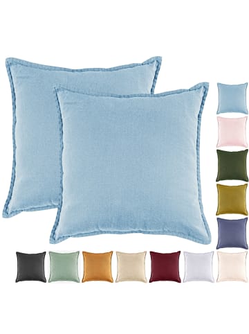 JACK 2er Set Kissenhülle 45x45cm Baumwolle Einfarbig in Hellblau