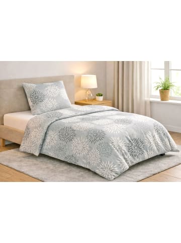 JACK 2 tlg. Mikrofaser Bettwäsche 135x200cm Blumenfeuerwerk in Hellgrau