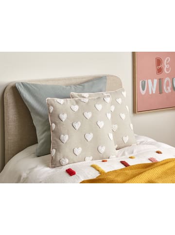 Beliani 2er-Set Dekokissen GAZANIA in Beige/Weiß