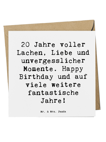 Mr. & Mrs. Panda Deluxe Karte 20. Geburtstag Feiern mit Spruch in Weiß