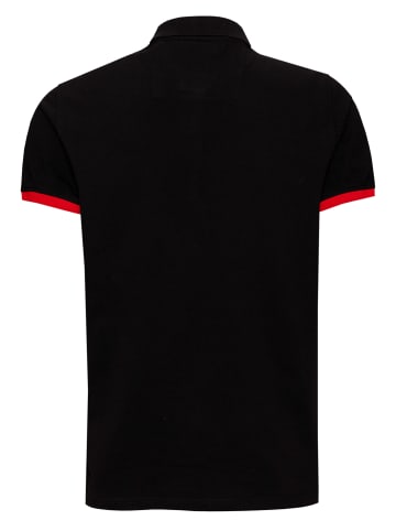 Rusty Neal Kontrast Polo Pique Shirt Regular Fit in Schwarz / Rot