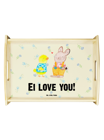 Mr. & Mrs. Panda Serviertablett Ostern Freundschaft mit Spruch in Blumig