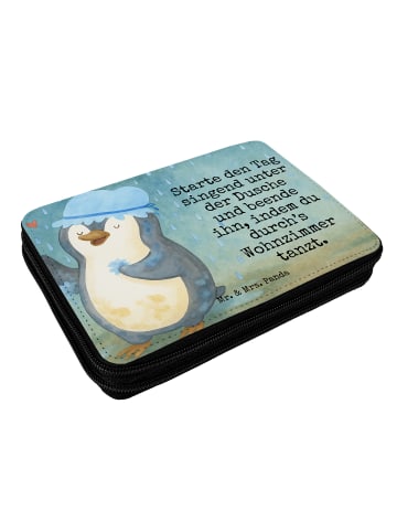 Mr. & Mrs. Panda Mäppchen Pinguin Duschen Design mit Spruch in Weiß