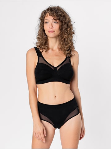 Erlich Textil  Anni bügelloser Tüll BH große Cups starker Halt aus Bio-Baumwolle - verstellbare Träger in schwarz