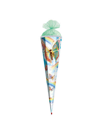 ROTH Motiv-Schultüte Rainbow Butterfly 85 cm Sound Glitzerborte in Grün