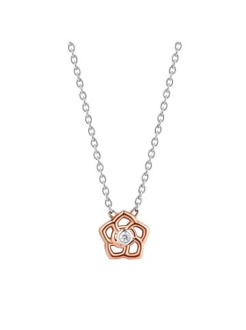 Ti Sento Milano Collier "mit Blume und Zirkonia rosévergoldet" in Silber