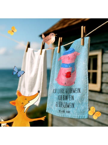 Mr. & Mrs. Panda Handtuch Gäste-WC Schwein Glühwein mit Spruch in Eisblau