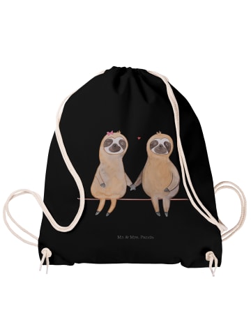 Mr. & Mrs. Panda rucksack stoff Faultier Pärchen ohne Spruch in Schwarz