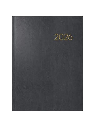 BRUNNEN Buchkalender 797 16,8x24cm 1 Woche/2 Seiten Miradur-Einband schwarz 2026