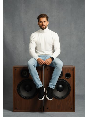 DAILY COTTON Rollkragenpullover - als Feinstrick Pulli in Slim Fit für Herren in Weiß
