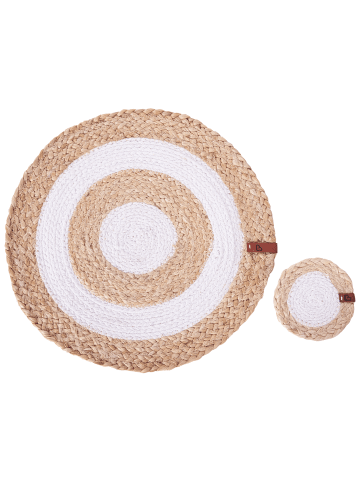 Beliani 12-tlg Platzdeckchen und Untersetzer TUMERIC in /Beige