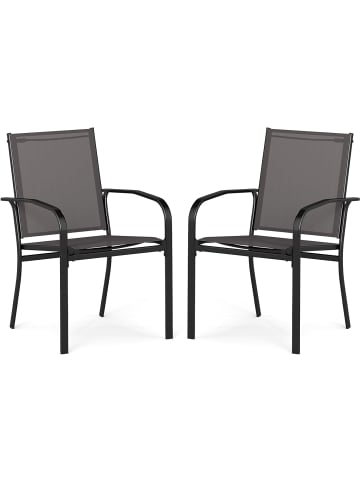 COSTWAY 2er Set Gartenstühle stapelbar in Grau