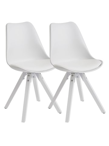 KADIMA DESIGN Esszimmerstühle 2er-Set | Kunstleder, Weiße Beine, Filzgleiter in Weiß