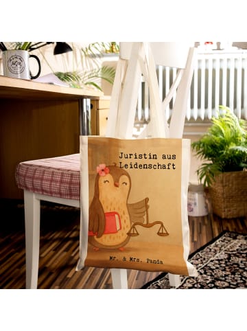 Mr. & Mrs. Panda Tasche Juristin Leidenschaft Design mit Spruch in Weiß