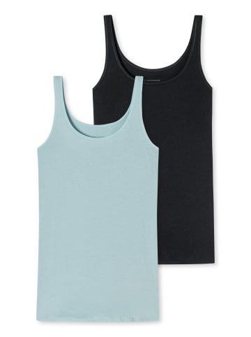 Schiesser Unterhemd / Top 95/5 Organic Cotton in Hellblau / Schwarz