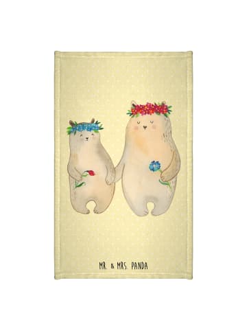 Mr. & Mrs. Panda Handtuch Gäste-WC Bären mit Blumenkranz ohne Sp... in Gelb Pastell