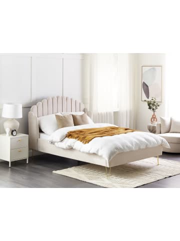 Beliani Doppelbett AMBILLOU in Beige/Gold - (W) 157 x (H) 126 x (L) 214 cm