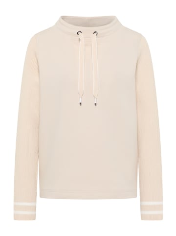 Cecil Sweatshirt mit gestricktem Schalhalsausschnitt in Pearl Beige