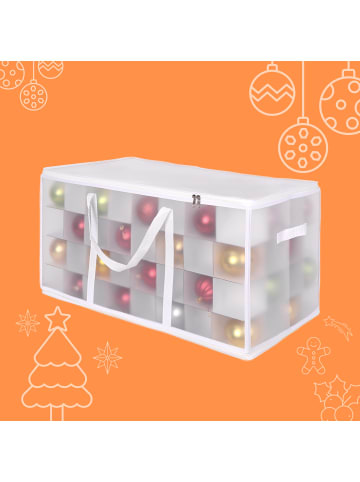 relaxdays Weihnachtskugel-Aufbewahrungsbox in Transparent/ Weiß - (B)73 x (H)37 x (T)36 cm