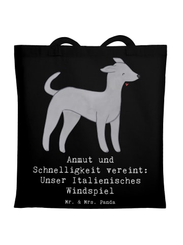 Mr. & Mrs. Panda Shopping Tasche Italienisches Windspiel mit Spruch in Schwarz
