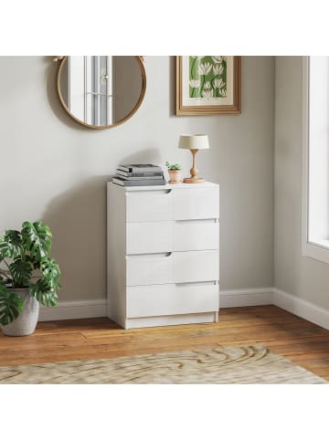 HOMCOM Kommode-60L x 40B x 85H cm-Hochglanzweiß