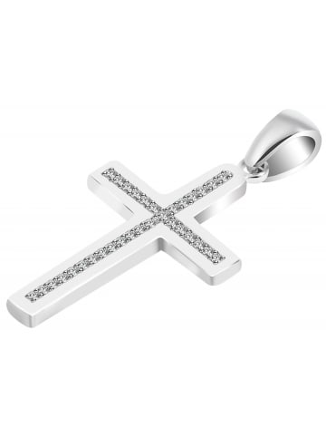 Adeliás Damen Anhänger Kreuz aus 925 Silber mit Zirkonia in silber