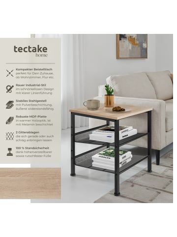 tectake Schlafzimmertisch, 40,5 x 40 x 50,5 cm, Ablage & 2 Gitterablagen