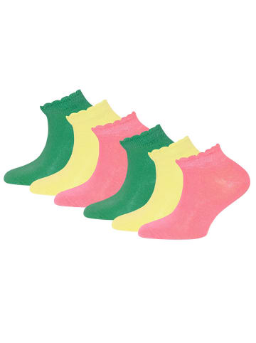 ewers 6er-Set Sneaker Socken 6er Pack Uni in pink-gelb-grün