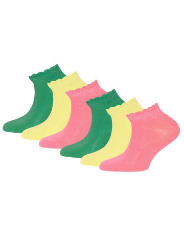 ewers 6er-Set Sneaker Socken Uni in pink-gelb-grün
