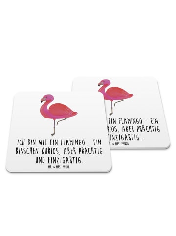 Mr. & Mrs. Panda Untersetzer für Gläser Flamingo Classic mit Spruch in Weiß
