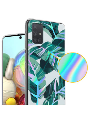 cadorabo Hülle für Samsung Galaxy A71 4G Blumen Muster in BANANENBLÄTTER