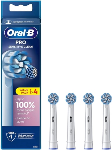 Oral-B Pro Sensitive Clean Aufsteckbürsten X-förmig 4 Stück Zahnbürstenköpfe Weiß