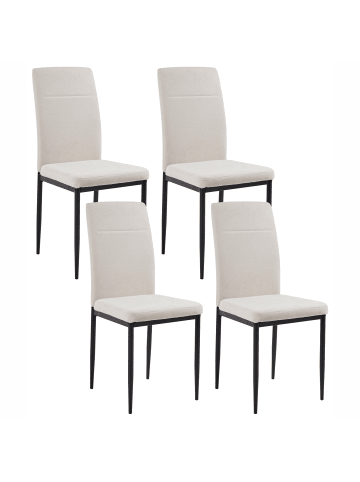 Beliani 4er-Set Esszimmerstuhl RINER in Beige/Schwarz