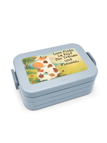 Mr. & Mrs. Panda Lunch Box Kuh Design mit Spruch in Blau Pastell