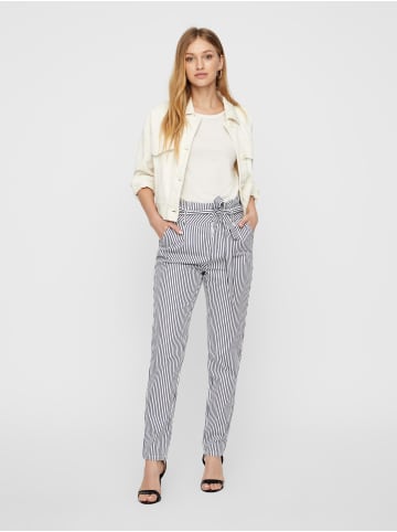 Vero Moda Gestreifte Business Stoffhose High Waist Paperbag Pants VMEVA in Weiß