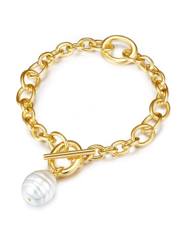 Lulu & Jane Perlen-Armband Metall-Legierung Muschelkernperle in gelbgold
